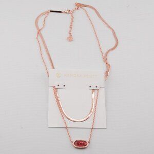 Kendra Scott Double Layer Snake Chain Red Glass Necklace